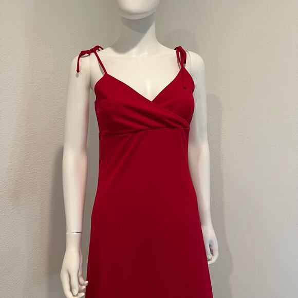 Vintage Express 90s Red Slinky Ruffle Hem Date Night Dress, Sz 5/6 S - Picture 4 of 6
